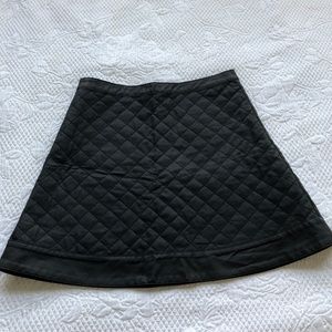 UO Black Vegan Faux Leather Quilted Circle Skirt